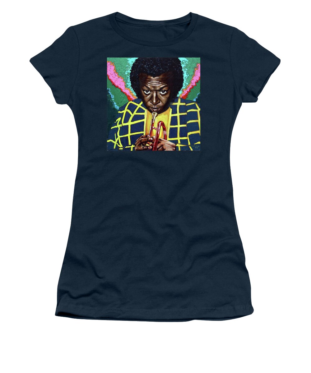 Miles Davis Women's T-Shirt featuring the painting Miles Davis by John Lautermilch