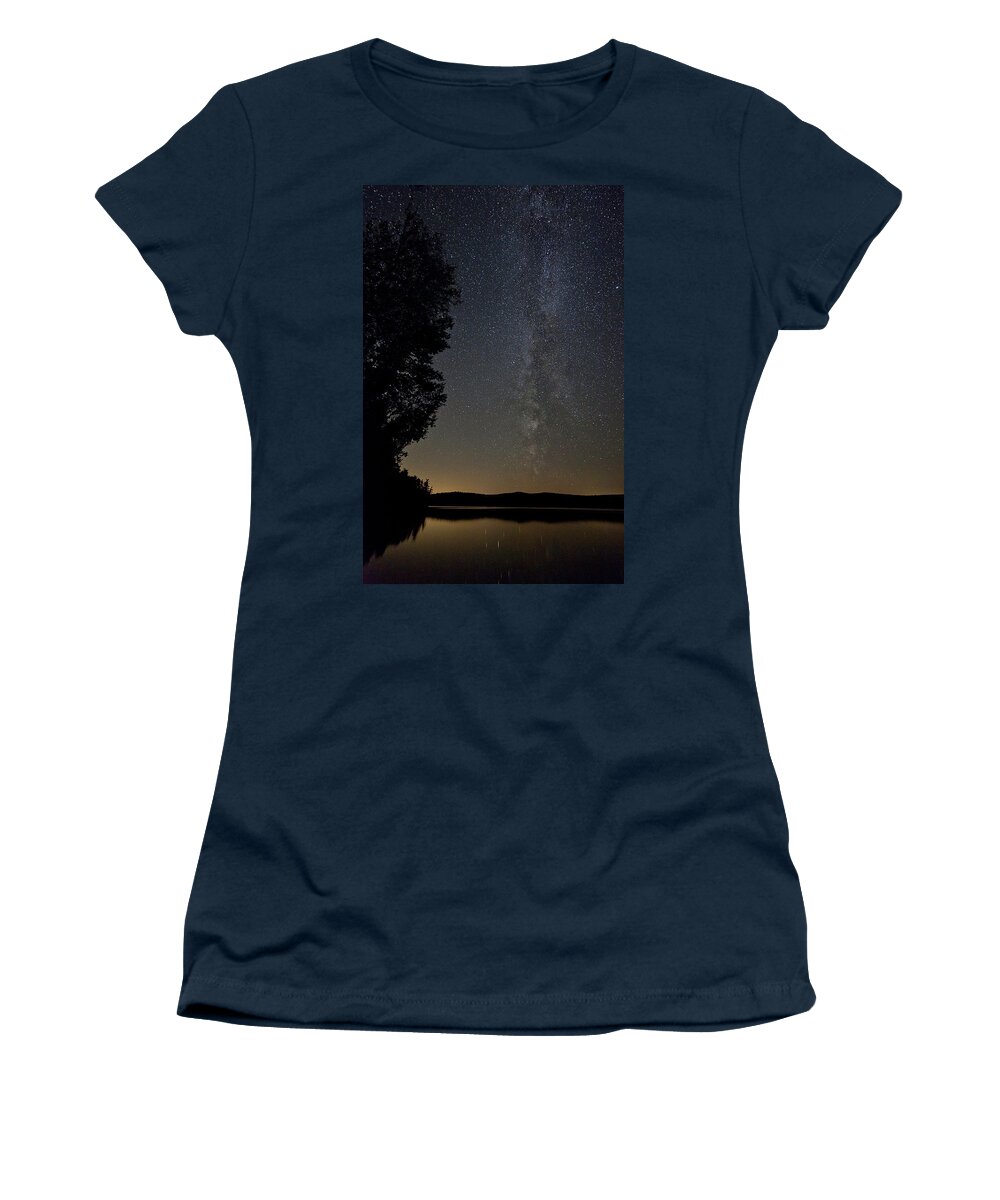 Milky Way Women's T-Shirt featuring the photograph Milky Way Chocorua Lake by Benjamin Dahl