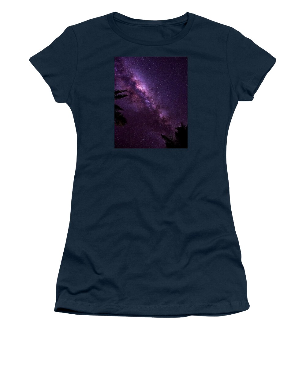 Astrophotography Women's T-Shirt featuring the photograph Milky Way Over Mission Beach Vertical by Avian Resources