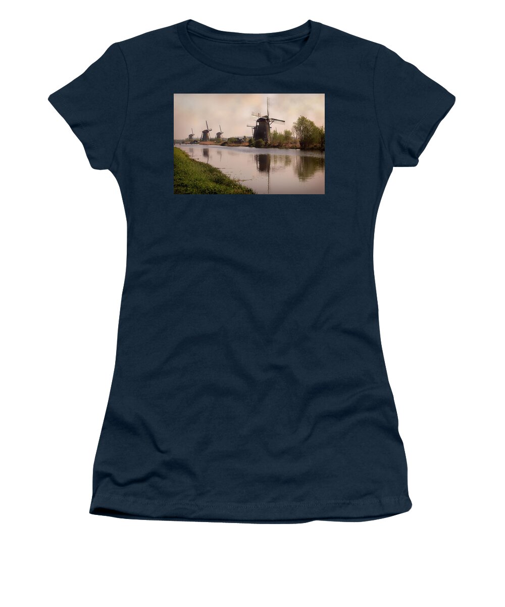 Windmill Women's T-Shirt featuring the photograph Mills at Kinderdijk 2 by Tim Abeln
