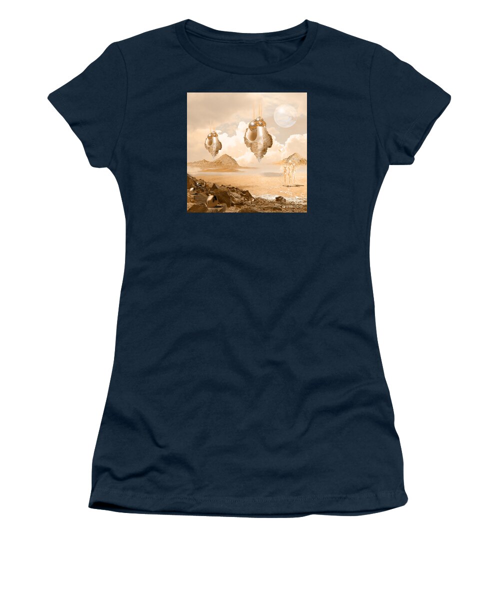 Digital Women's T-Shirt featuring the digital art Mission in a far planet by Alexa Szlavics
