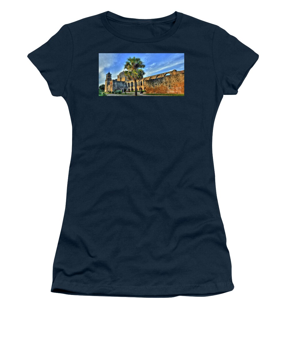 San Antonio Women's T-Shirt featuring the photograph Mission San Jose HDR by Michael Tidwell