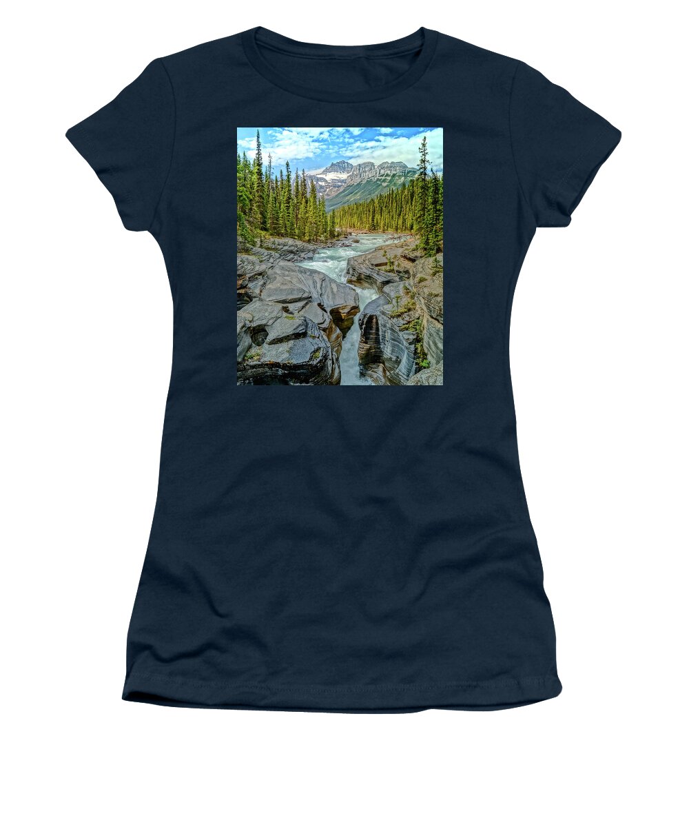Alberta Women's T-Shirt featuring the photograph Mistaya Canyon P/D by Joe Kopp
