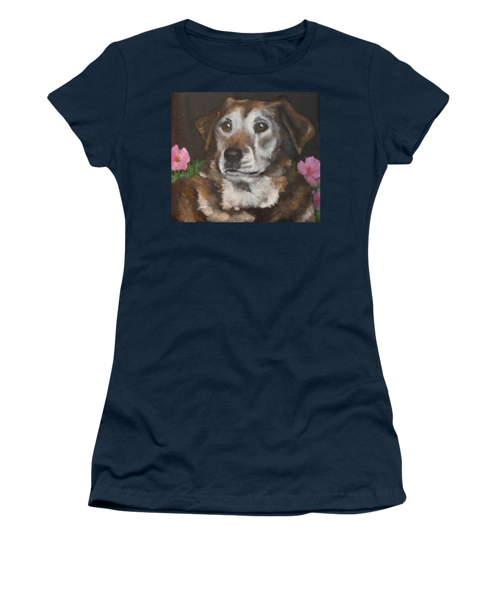 Senior Pup Women's T-Shirt featuring the painting Misty by Carol Russell