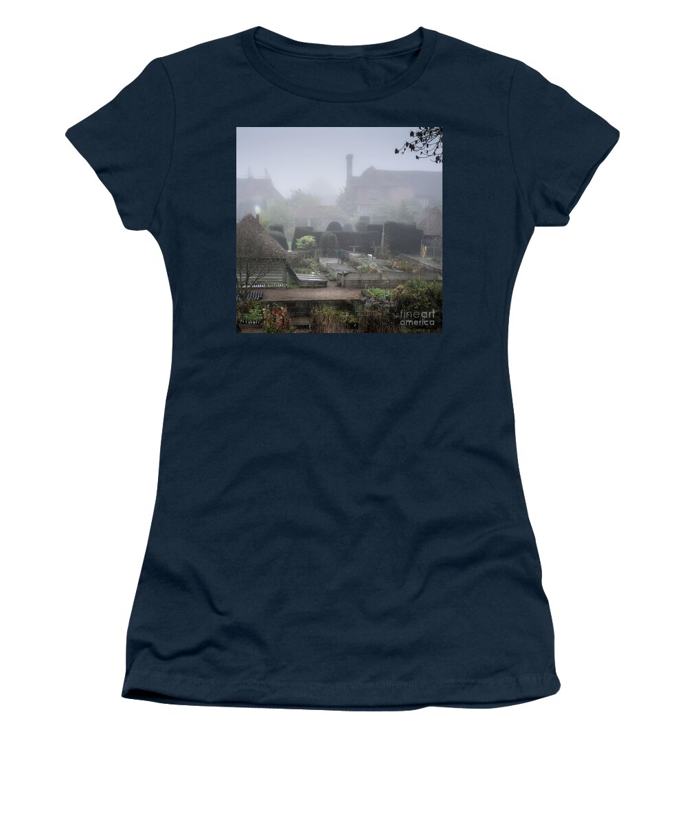Plants Women's T-Shirt featuring the photograph Misty Garden, Great Dixter by Perry Rodriguez