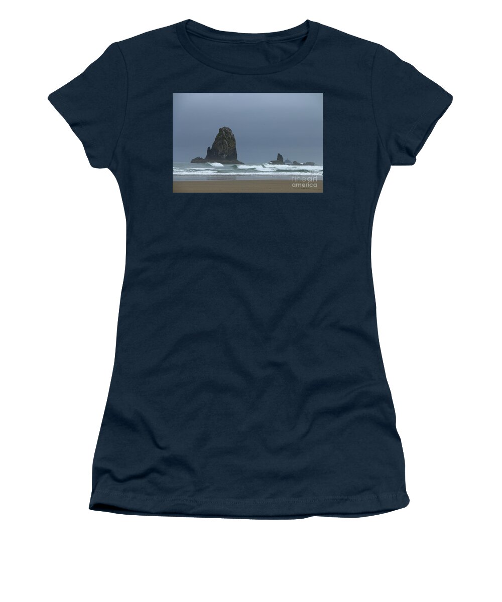 Oregon Women's T-Shirt featuring the photograph Misty Summer Morning At Cannon Beach by Christiane Schulze Art And Photography