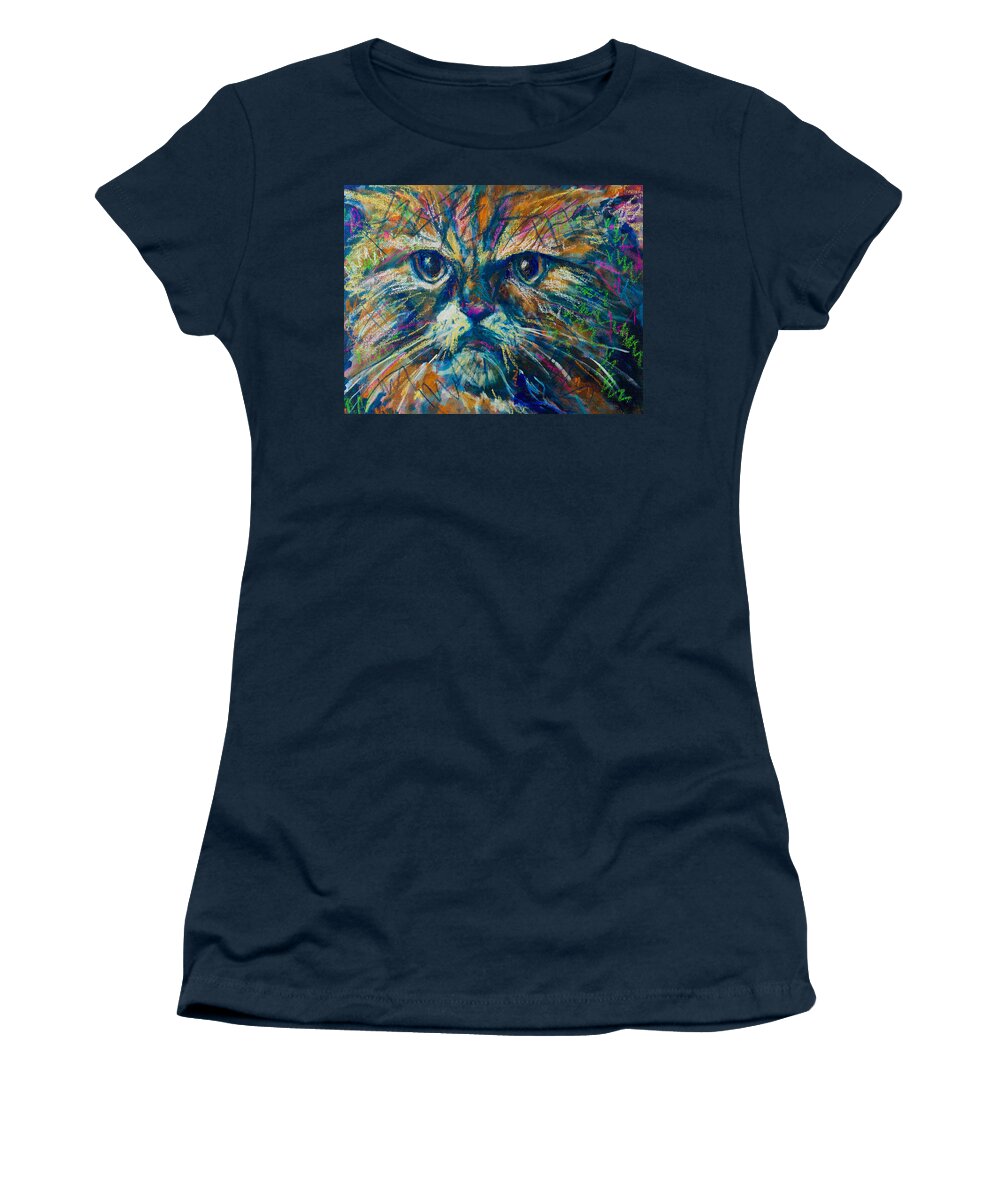 Cat Women's T-Shirt featuring the mixed media Mixed feelings by Maxim Komissarchik