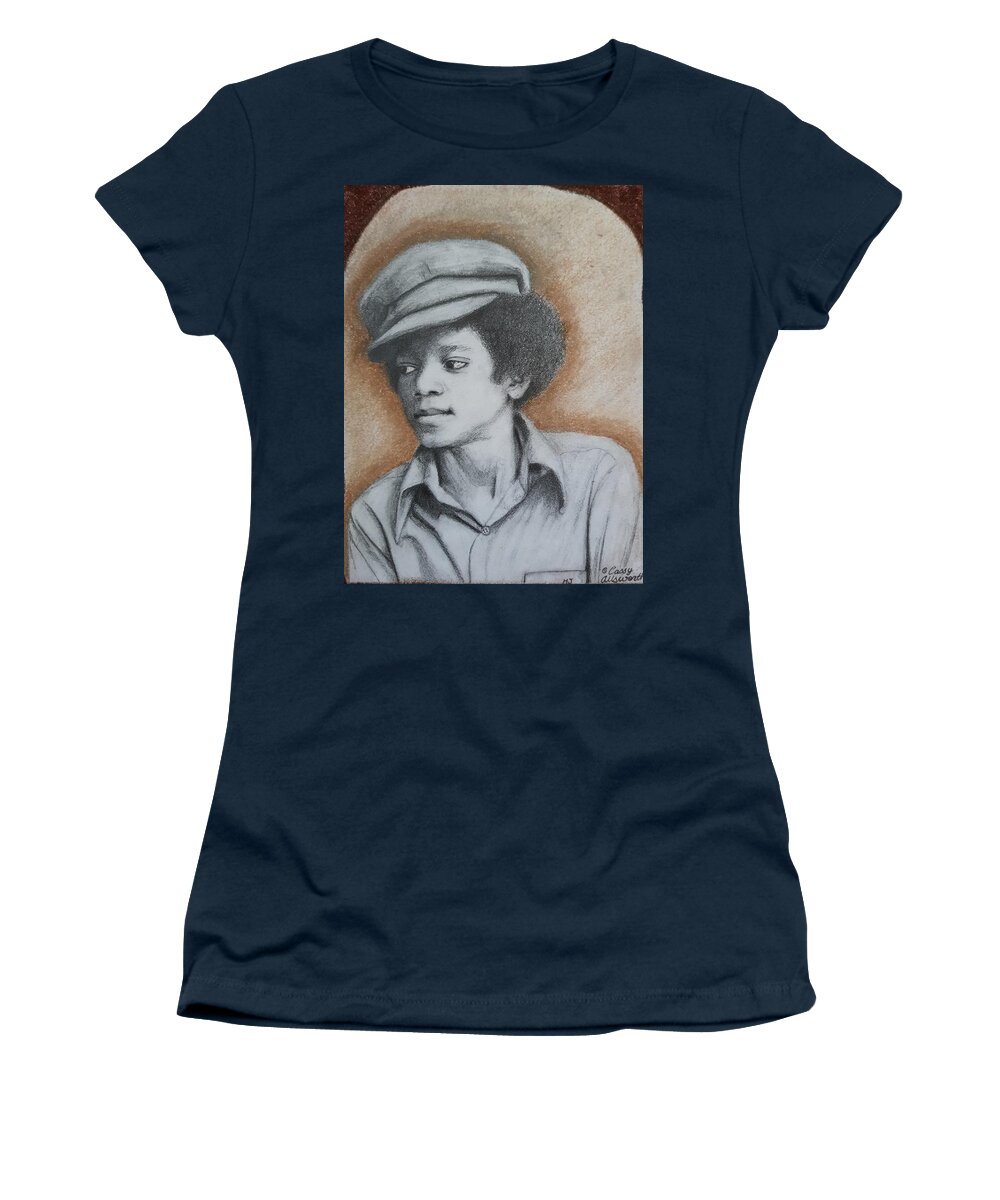 Michael Jackson Women's T-Shirt featuring the drawing MJ by Cassy Allsworth