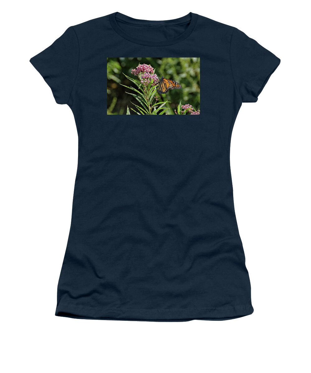 Butterfly Women's T-Shirt featuring the photograph Monarch on Milkweed by Sandy Keeton