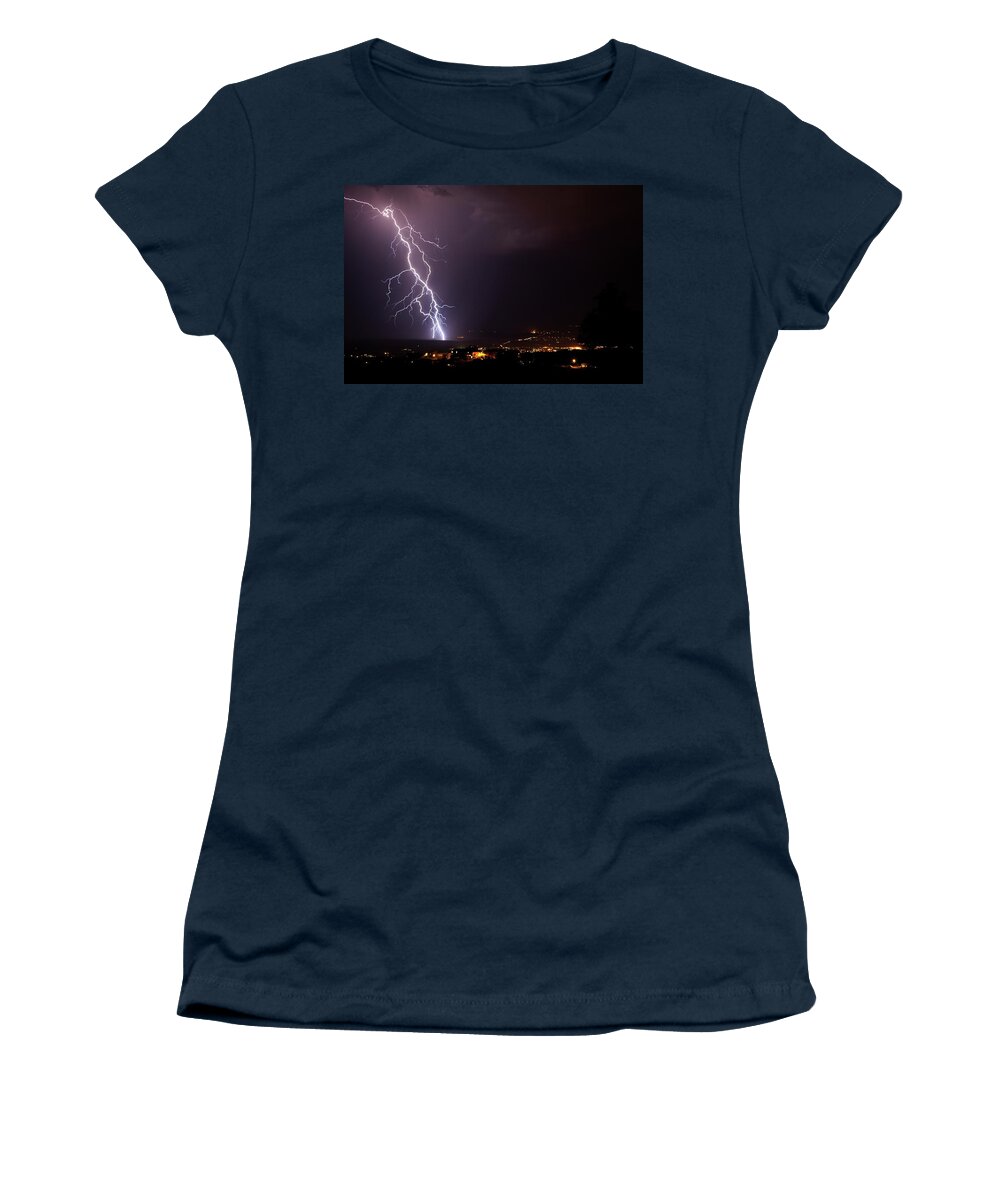 Lightning Women's T-Shirt featuring the photograph Monsoon Storm by Ron Chilston