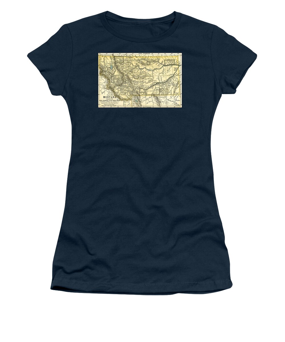 Map Women's T-Shirt featuring the photograph Montana Antique Map 1891 by Phil Cardamone