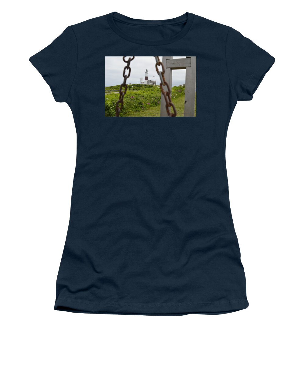 Montauk Women's T-Shirt featuring the photograph Montauk Lighthouse by Erik Burg