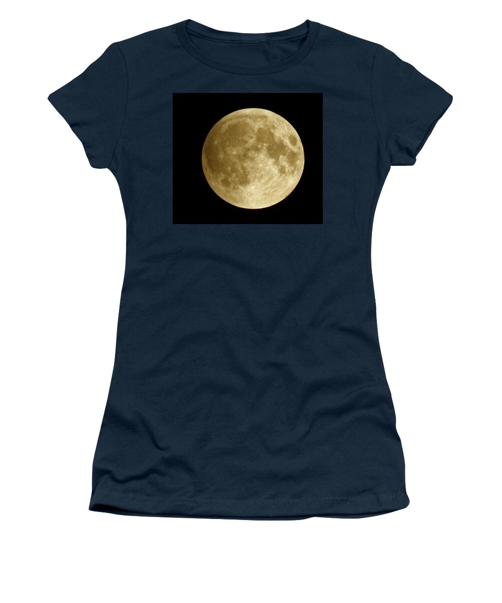 Moon Women's T-Shirt featuring the photograph Moon during eclipse by Peter Ponzio
