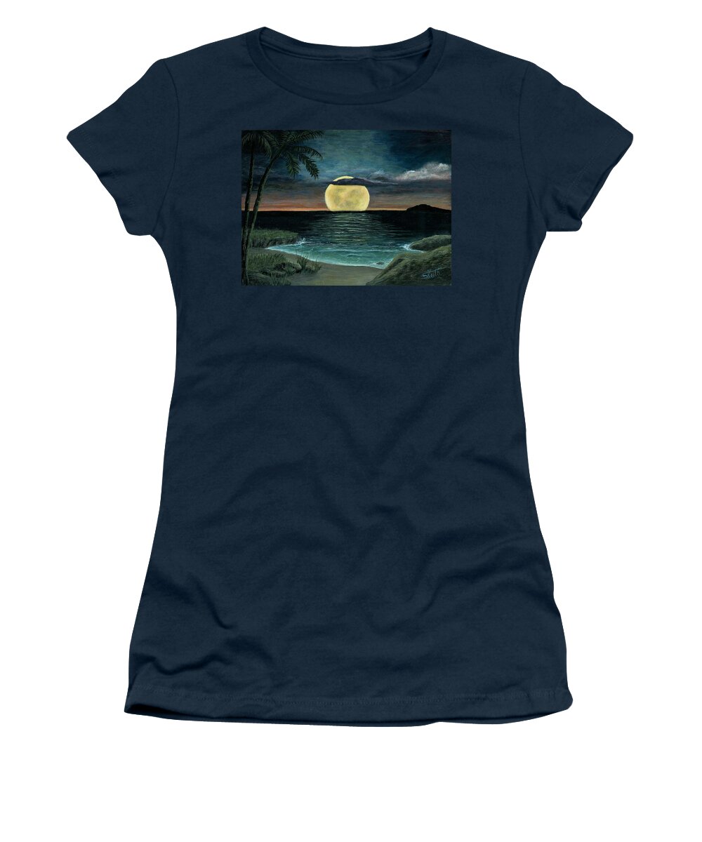 Moon Women's T-Shirt featuring the painting Moon of My Dreams III by Sheri Keith