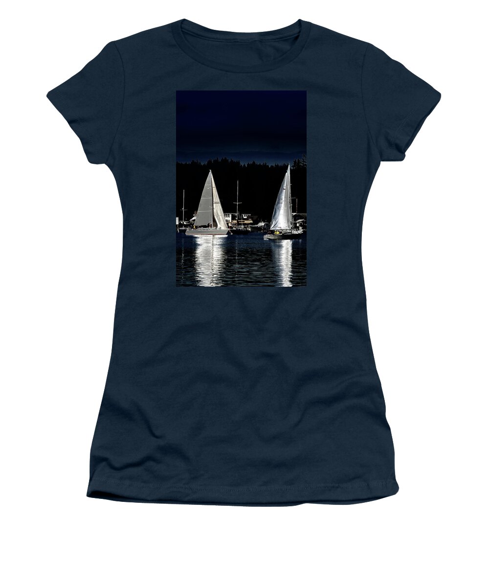 Moonlight Sailing Women's T-Shirt featuring the photograph Moonlight Sailing by David Patterson