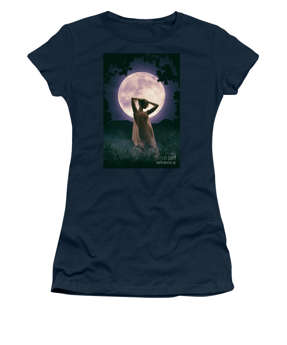 Woman Women's T-Shirt featuring the photograph Moonlit Woman by Clayton Bastiani