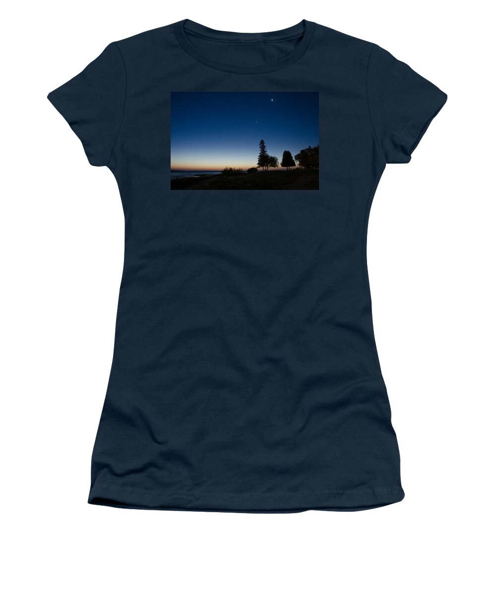 Christopher List Women's T-Shirt featuring the photograph Moonrise Over Mackinaw by Gales Of November