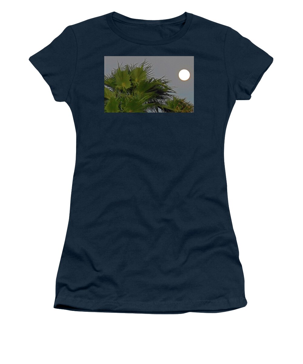  Skies Women's T-Shirt featuring the photograph Moonstruck 3 by Ron Kandt