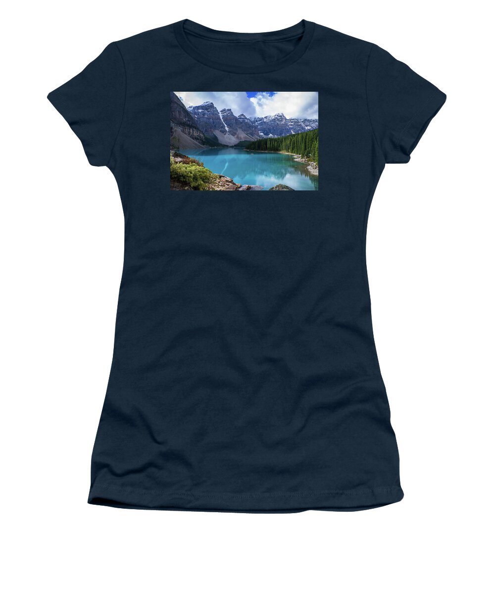 Banff Women's T-Shirt featuring the photograph Moraine Lake by Thomas Nay