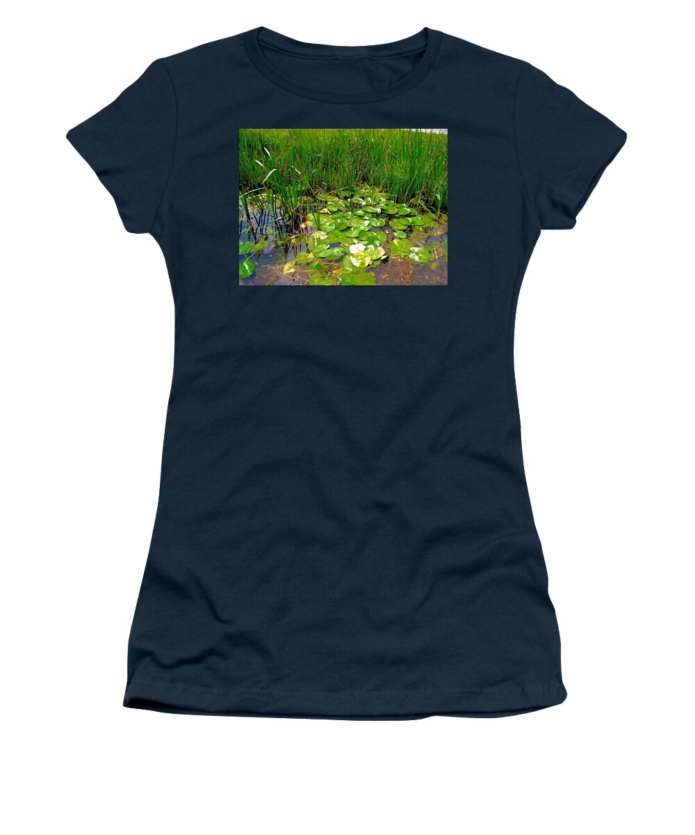 Lilly Women's T-Shirt featuring the photograph More Royal Canal Lilly Pads by Kenlynn Schroeder