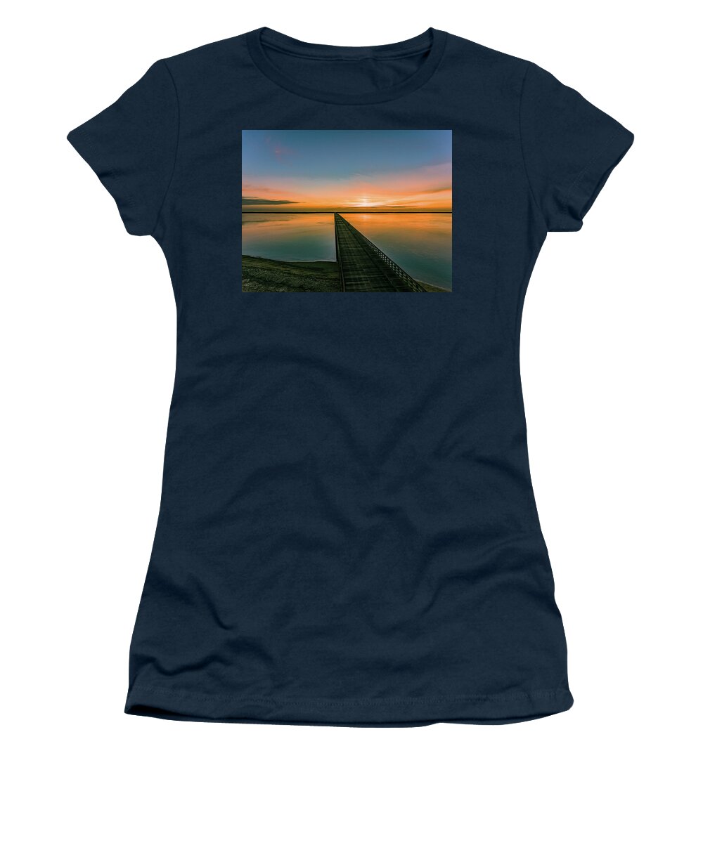 Bridge Women's T-Shirt featuring the photograph Morning On The Bridge by William Bretton