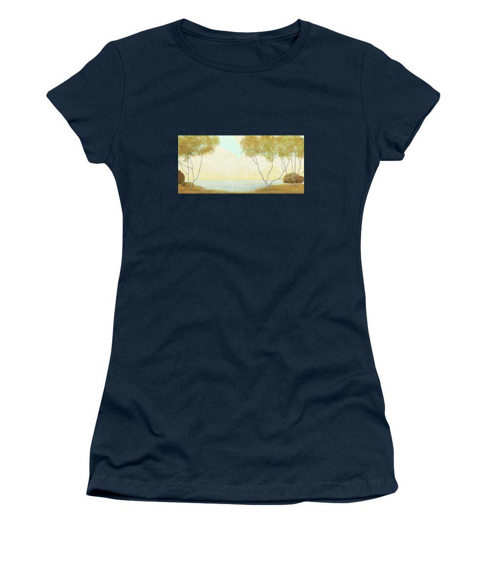 Vintage Women's T-Shirt featuring the painting Morning On The Lake by Little Bunny Sunshine