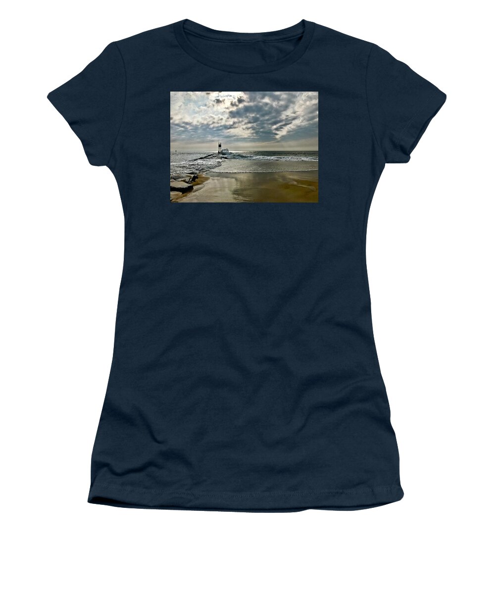 Jetty Women's T-Shirt featuring the photograph Morning Tide on the Jetty by Shawn M Greener