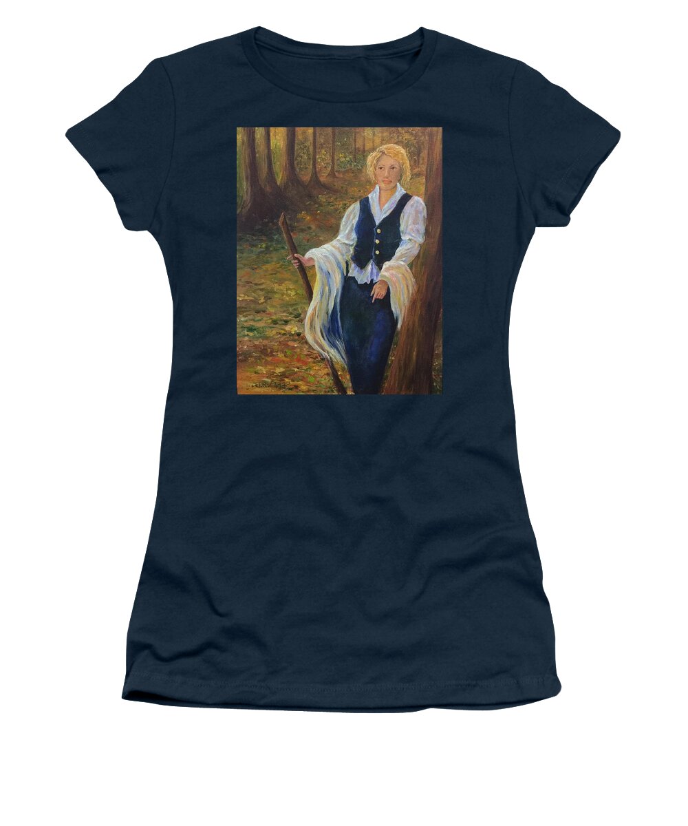 Woods Women's T-Shirt featuring the painting Morning Walk by Jane Ricker