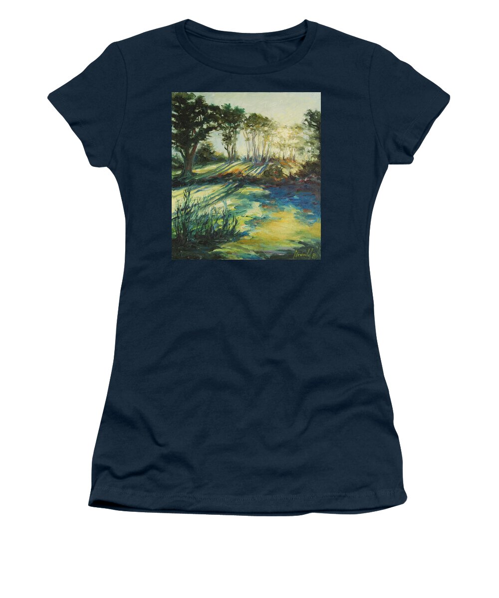 Sunrise Women's T-Shirt featuring the painting Morning walk by Rick Nederlof