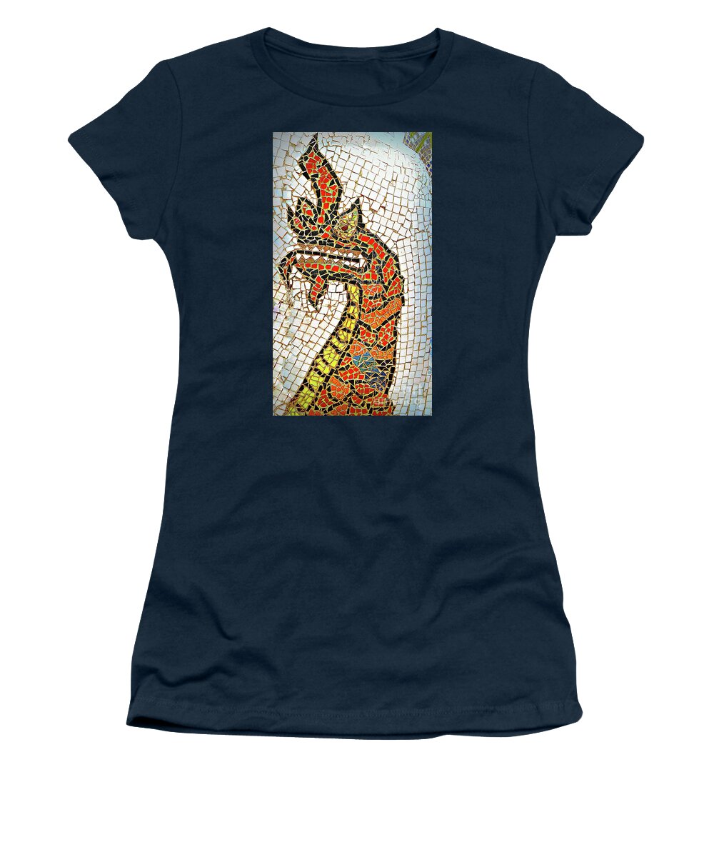 Water Dragon Women's T-Shirt featuring the digital art Mosaic Phaya Naga by Ian Gledhill