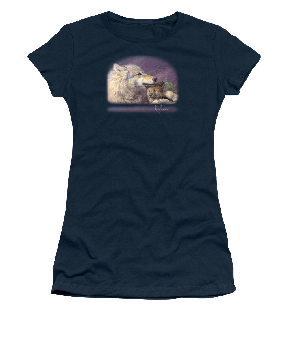 Wolf Women's T-Shirt featuring the painting Mother's Love by Lucie Bilodeau