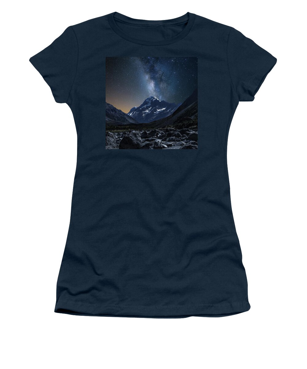 Mount Cook Women's T-Shirt featuring the photograph Mount Cook at night by Martin Capek