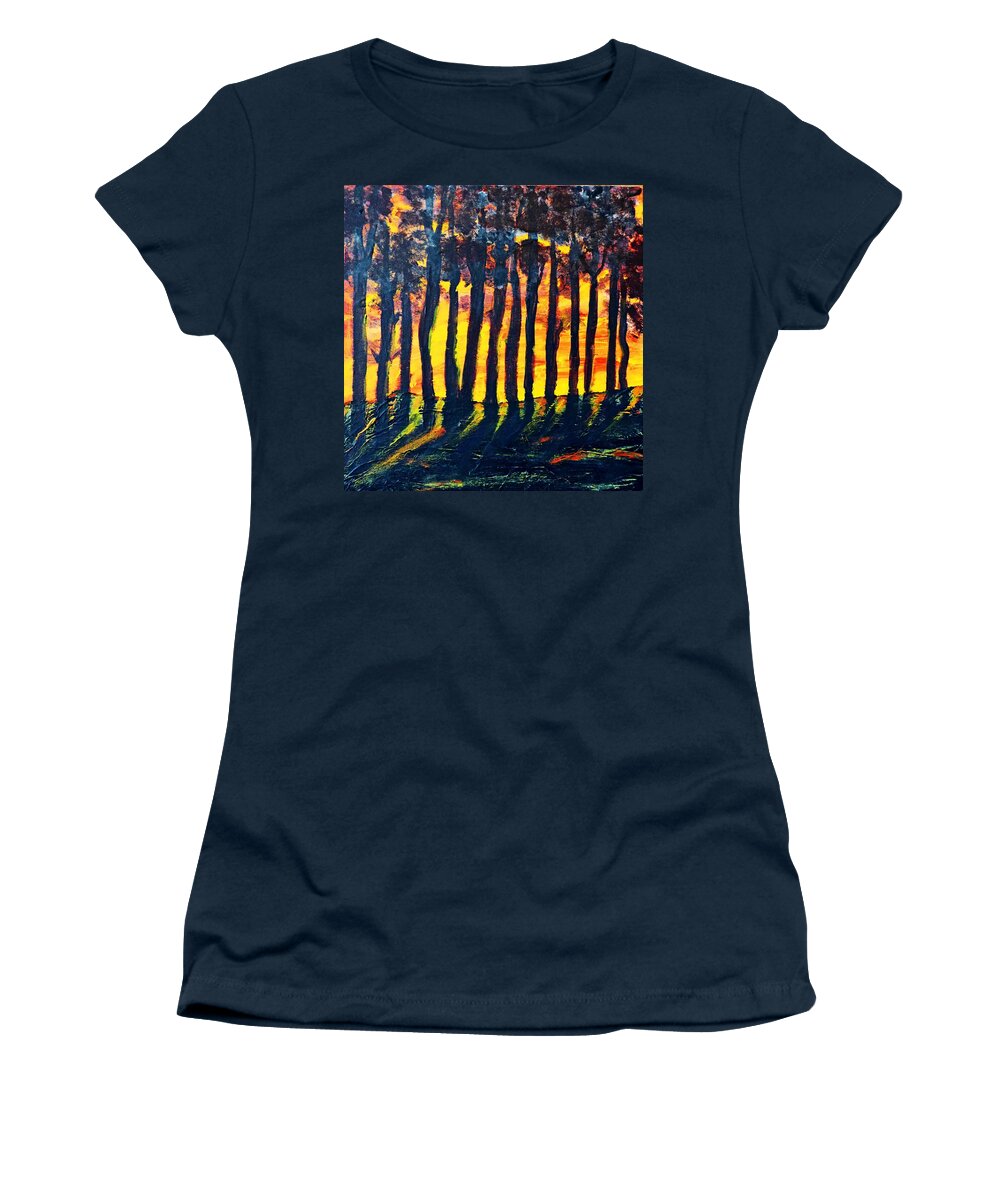 Abstract Women's T-Shirt featuring the painting Ridge Glow by Sharon Williams Eng