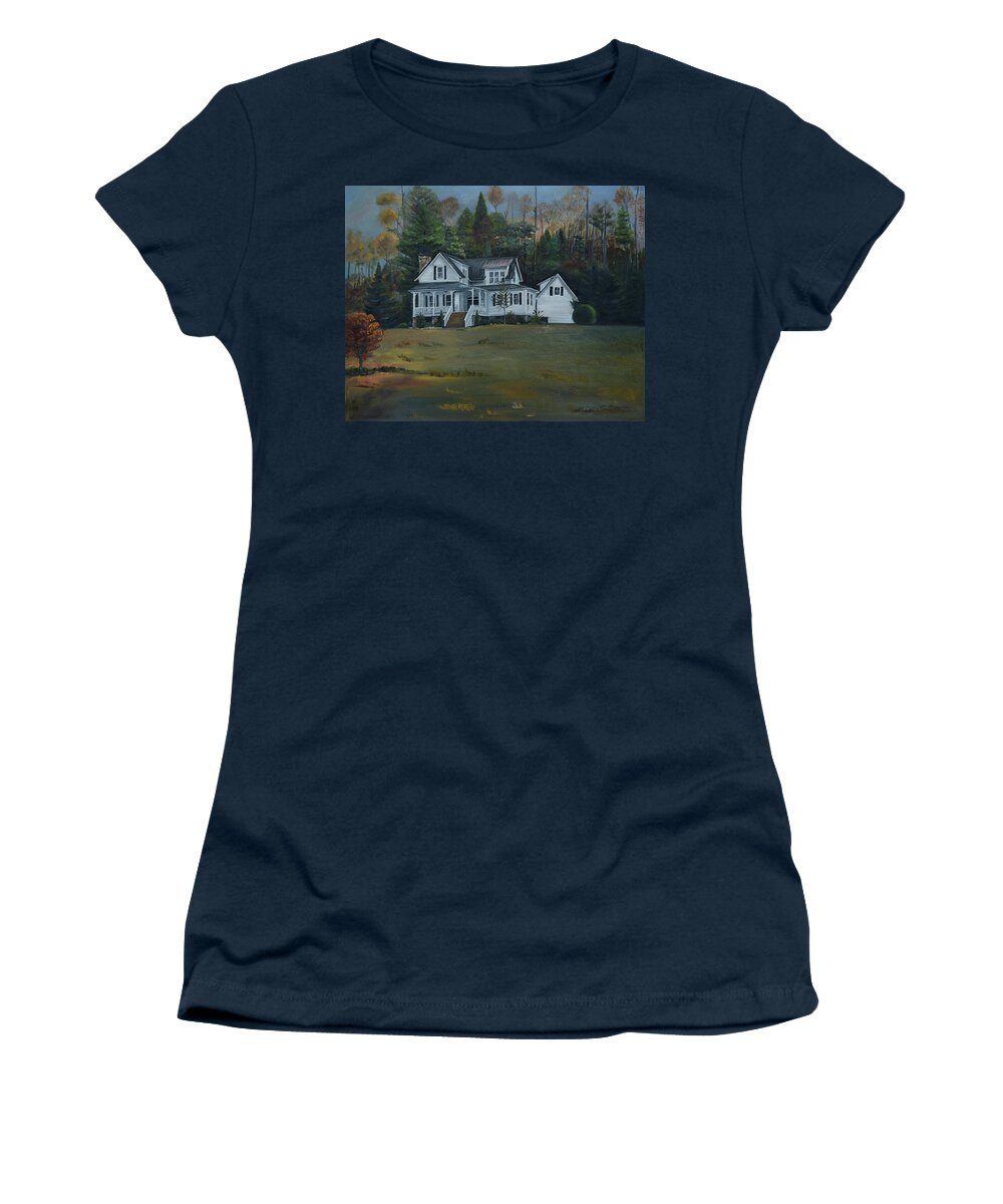 White House Women's T-Shirt featuring the painting Mountain Home at Dusk by Jan Dappen