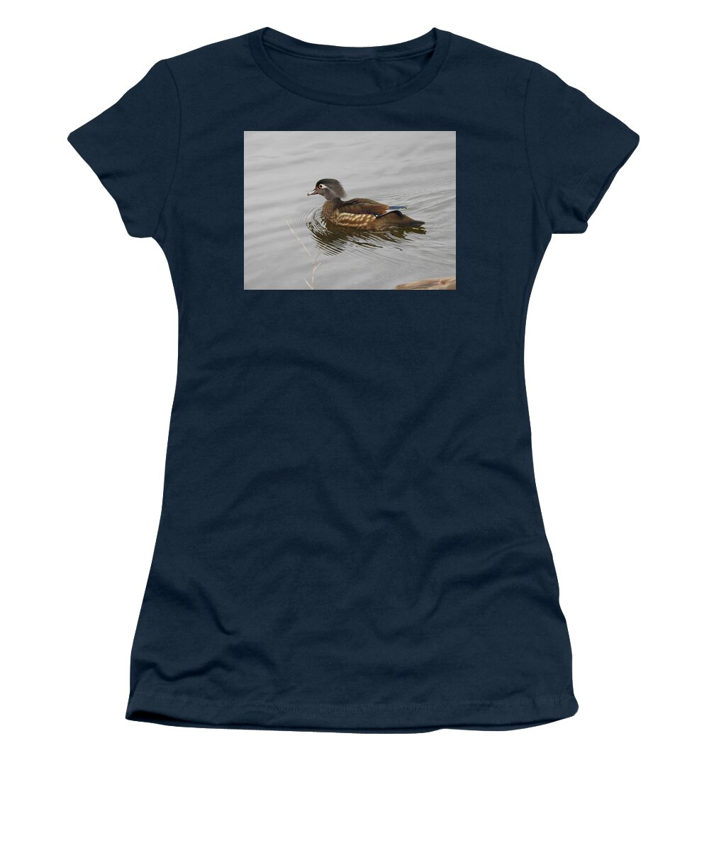 Wood Duck Women's T-Shirt featuring the photograph Mrs. Wood Duck by Betty-Anne McDonald