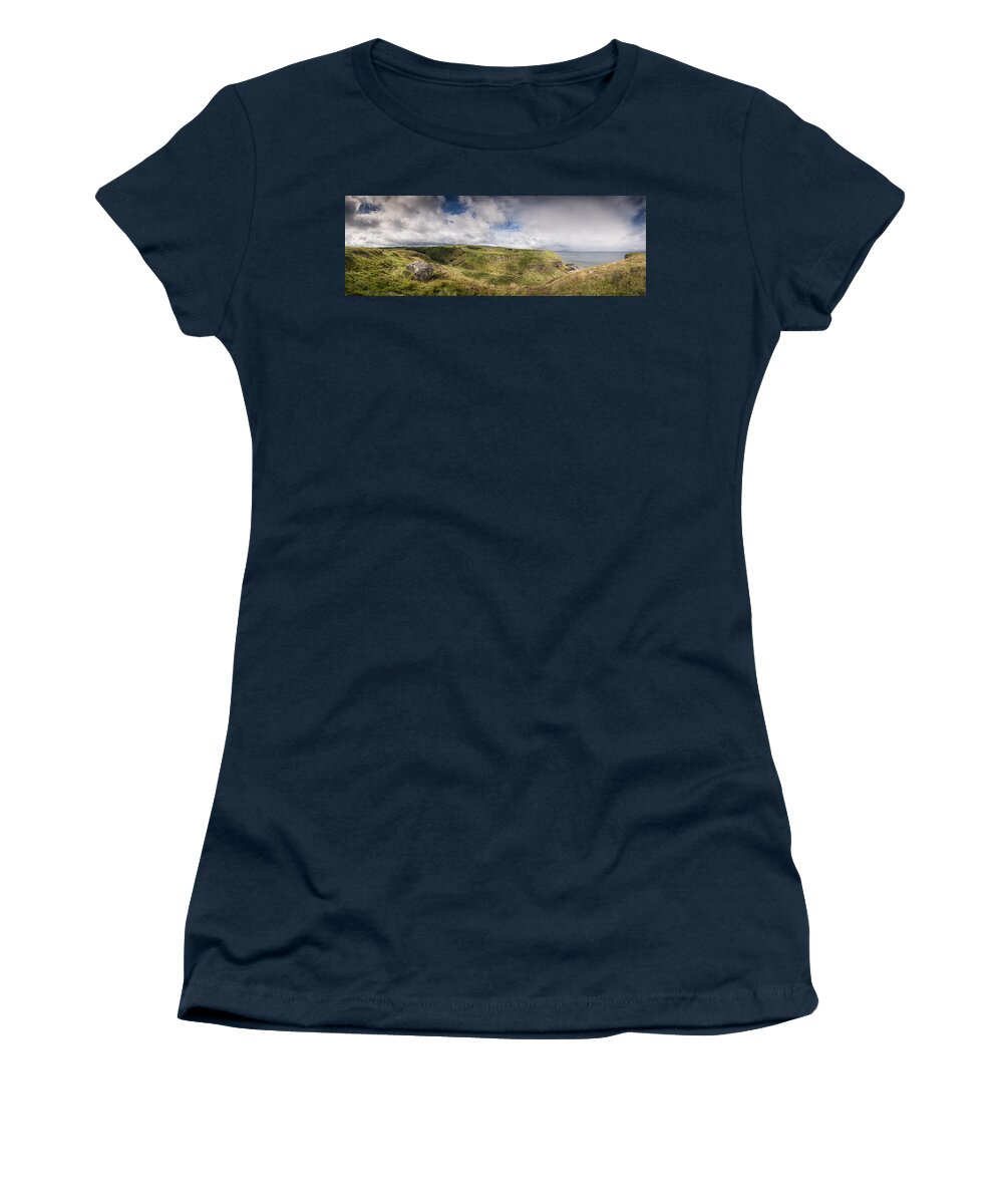 Mussenden Temple Women's T-Shirt featuring the photograph Mussenden Temple and the Black Glen by Nigel R Bell
