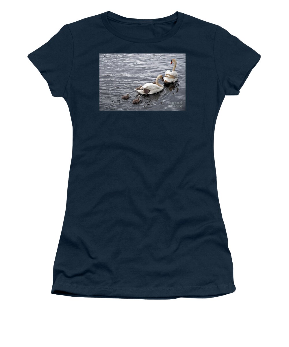 Swans Women's T-Shirt featuring the photograph Mute Swans by Cindy Murphy