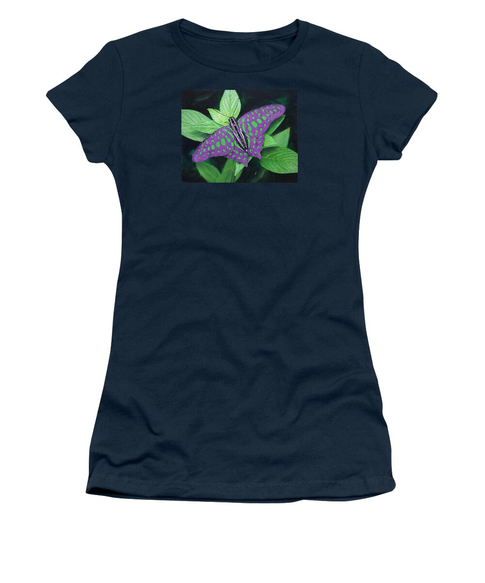 Butterfly Women's T-Shirt featuring the painting My Favorite Color is Blue by Richard Barone