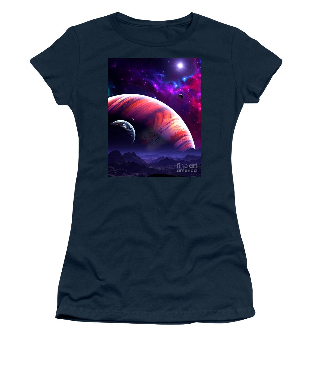 Abstracts Women's T-Shirt featuring the digital art Mystical Feline World Guardian by DB Hayes