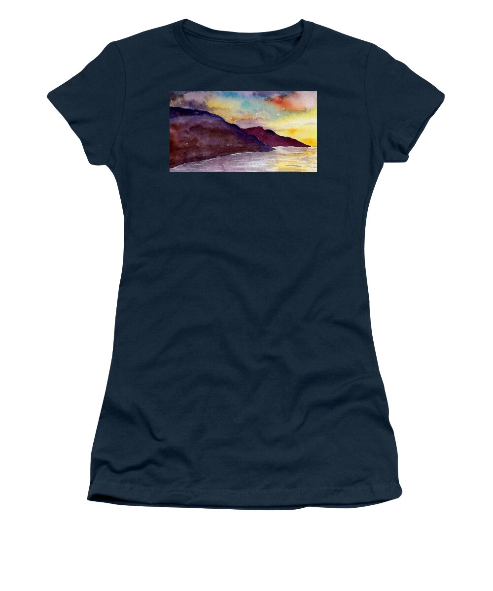Watercolor Women's T-Shirt featuring the painting Napali Coast Kauai Hawaii by Brenda Owen