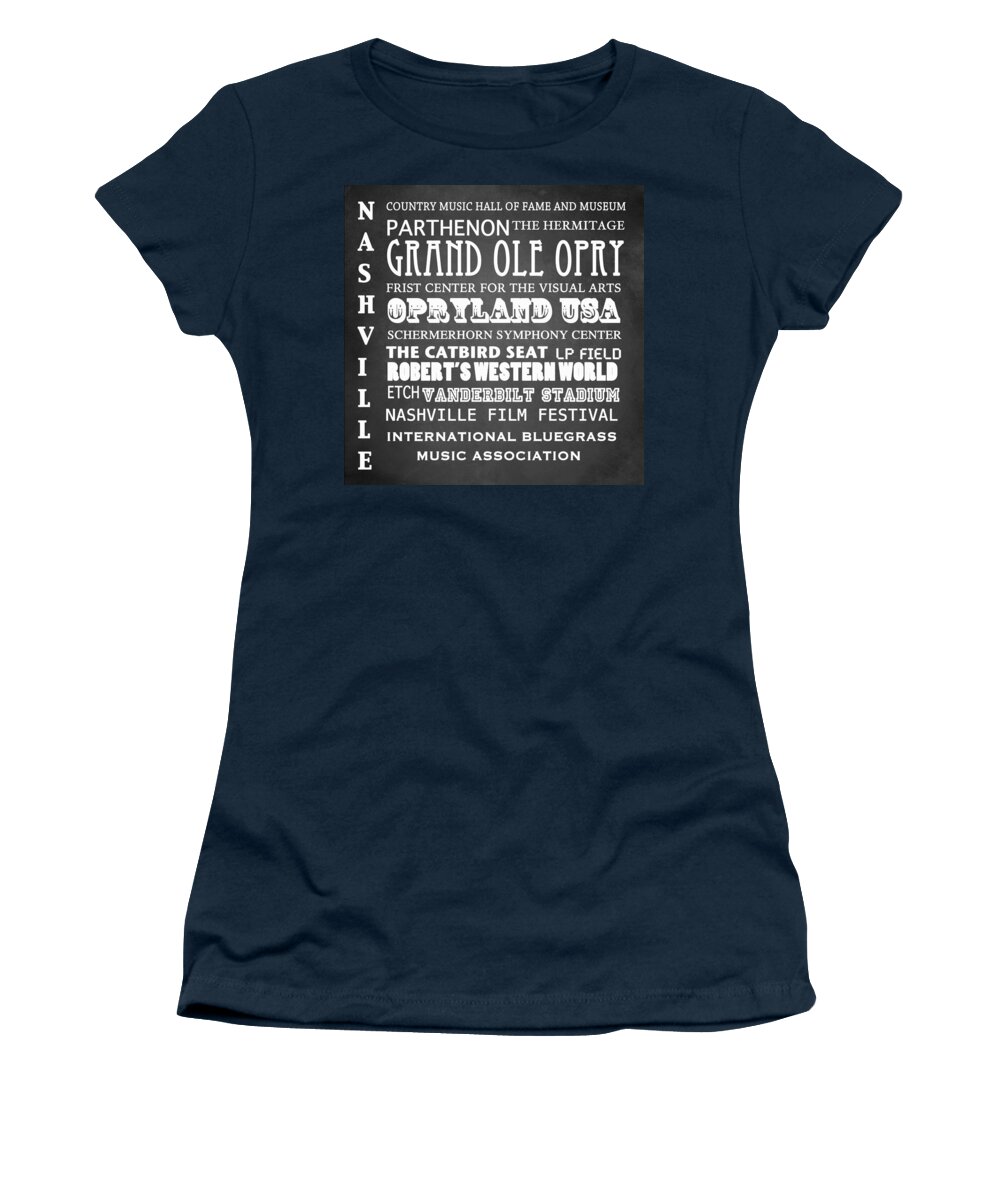 Nashville Women's T-Shirt featuring the digital art Nashville Famous Landmarks by Patricia Lintner