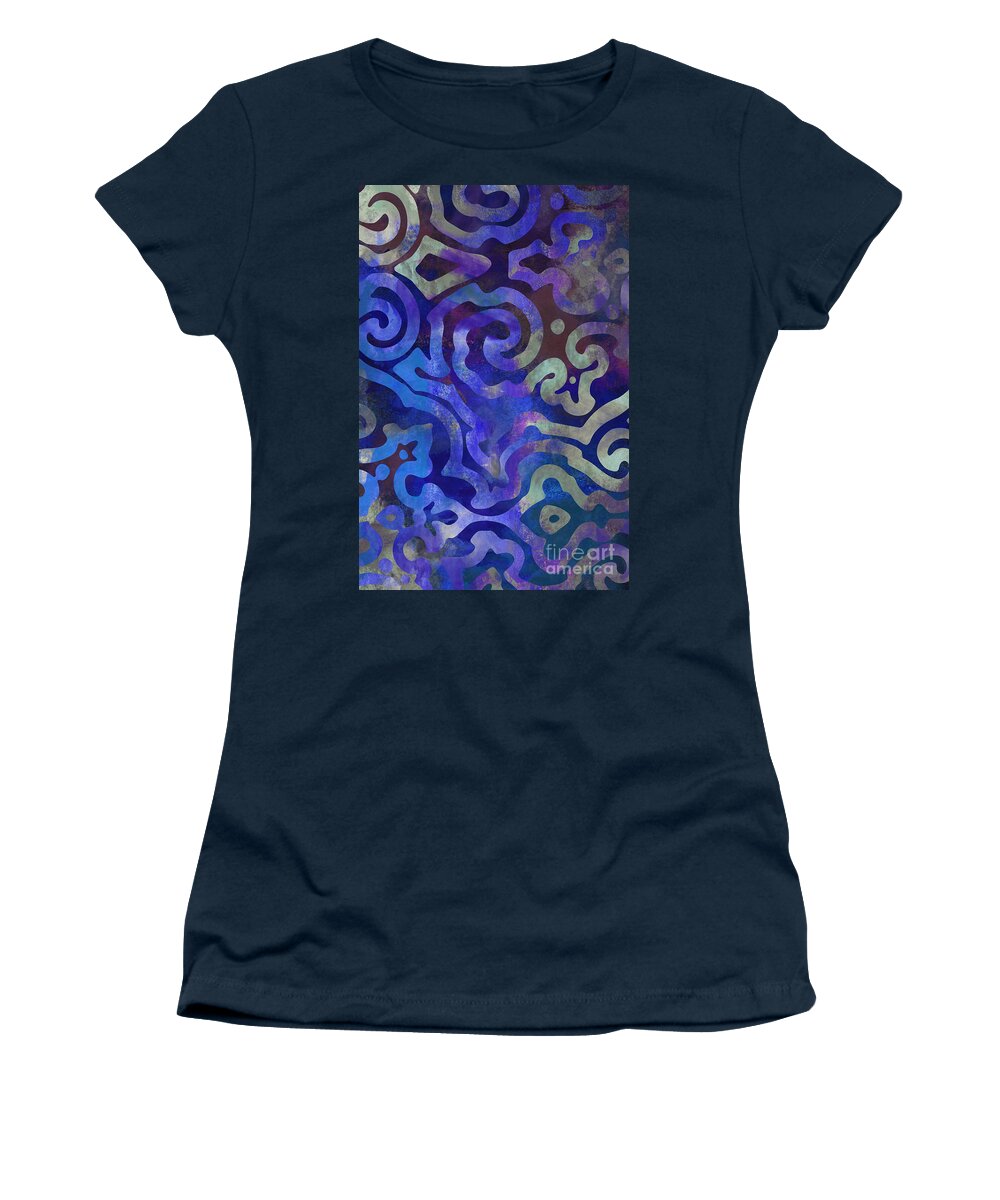 Ethnic Art Women's T-Shirt featuring the painting Native Elements Cobalt Blue by Mindy Sommers