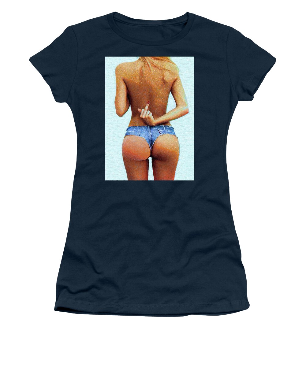 Rafael Salazar Women's T-Shirt featuring the digital art Naughty Girl by Rafael Salazar