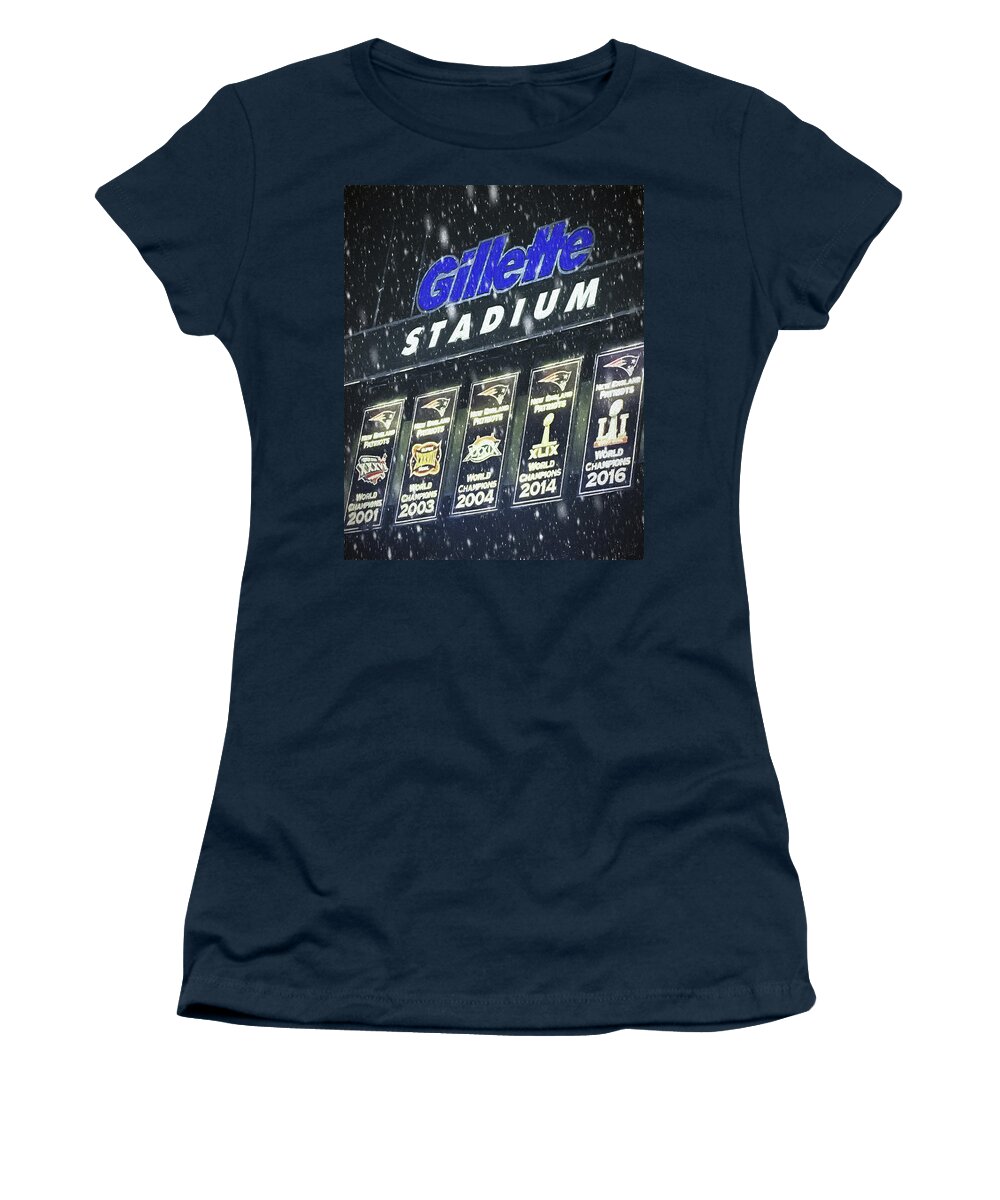 New England Patriots Women's T-Shirt featuring the photograph New England Patriots - Gillette Stadium by Joann Vitali
