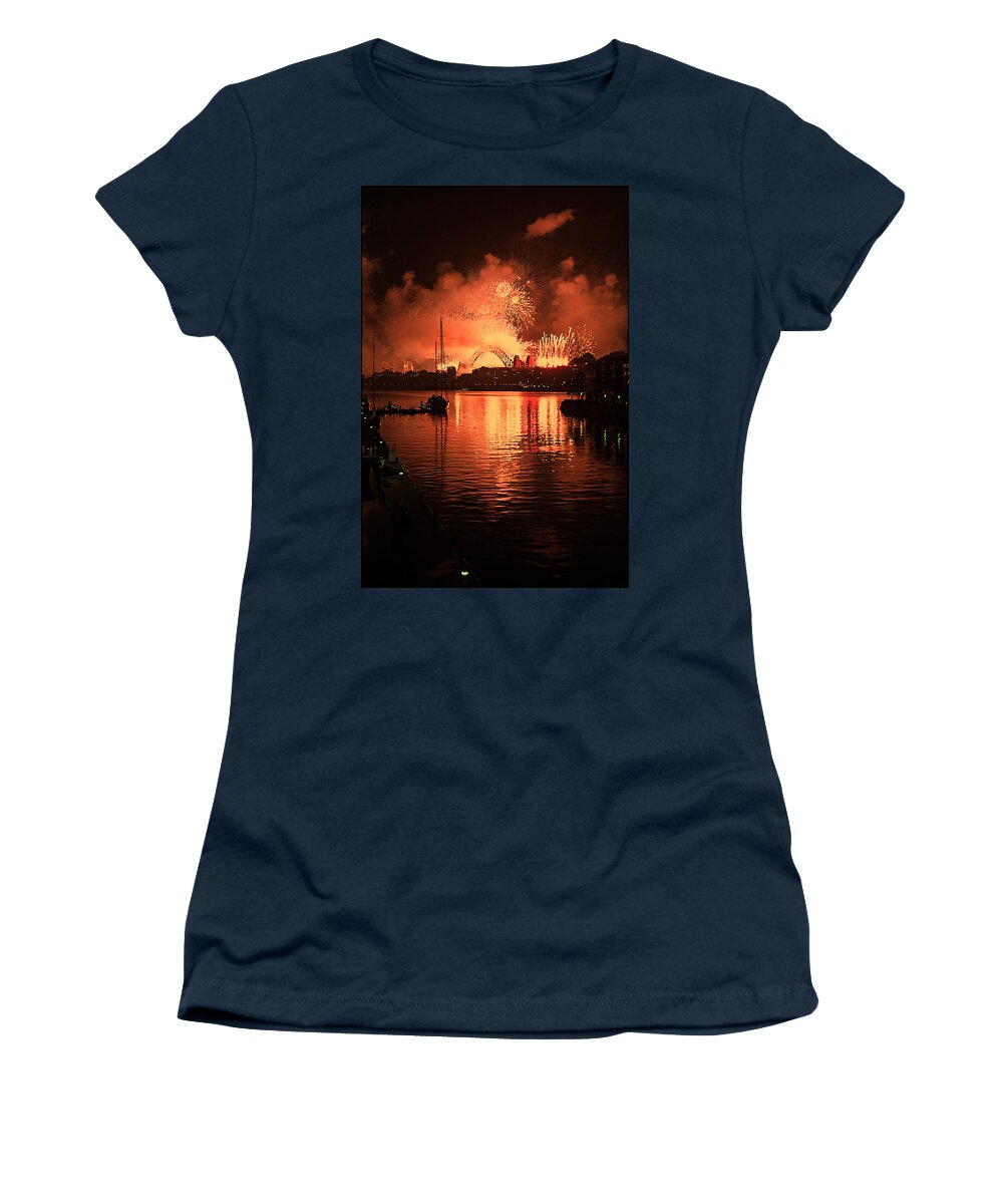 New Women's T-Shirt featuring the photograph New Year at Jones Bay Wharf by Andrei SKY