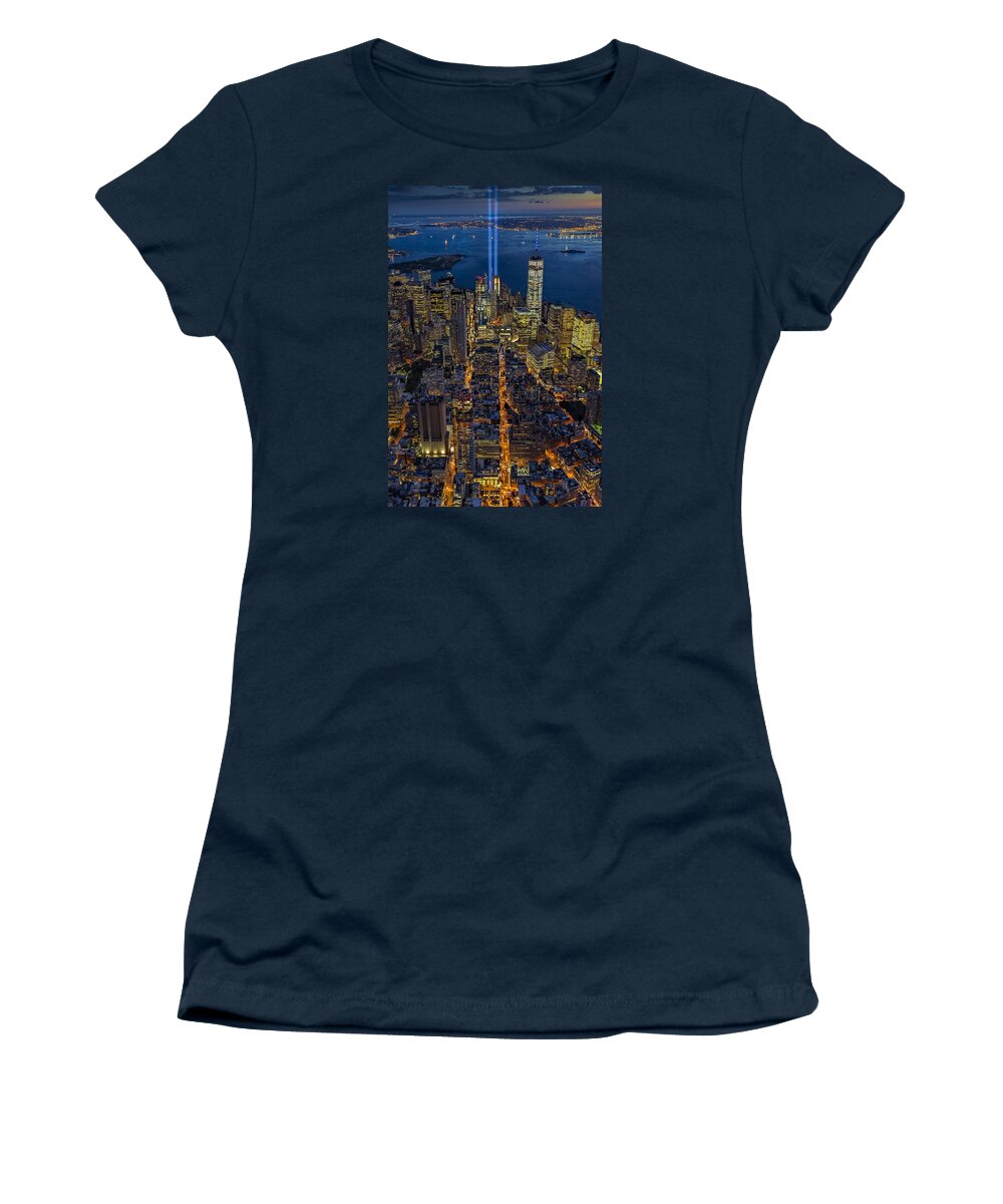 911 Memorial Women's T-Shirt featuring the photograph New York City Remembers September 11 - by Susan Candelario