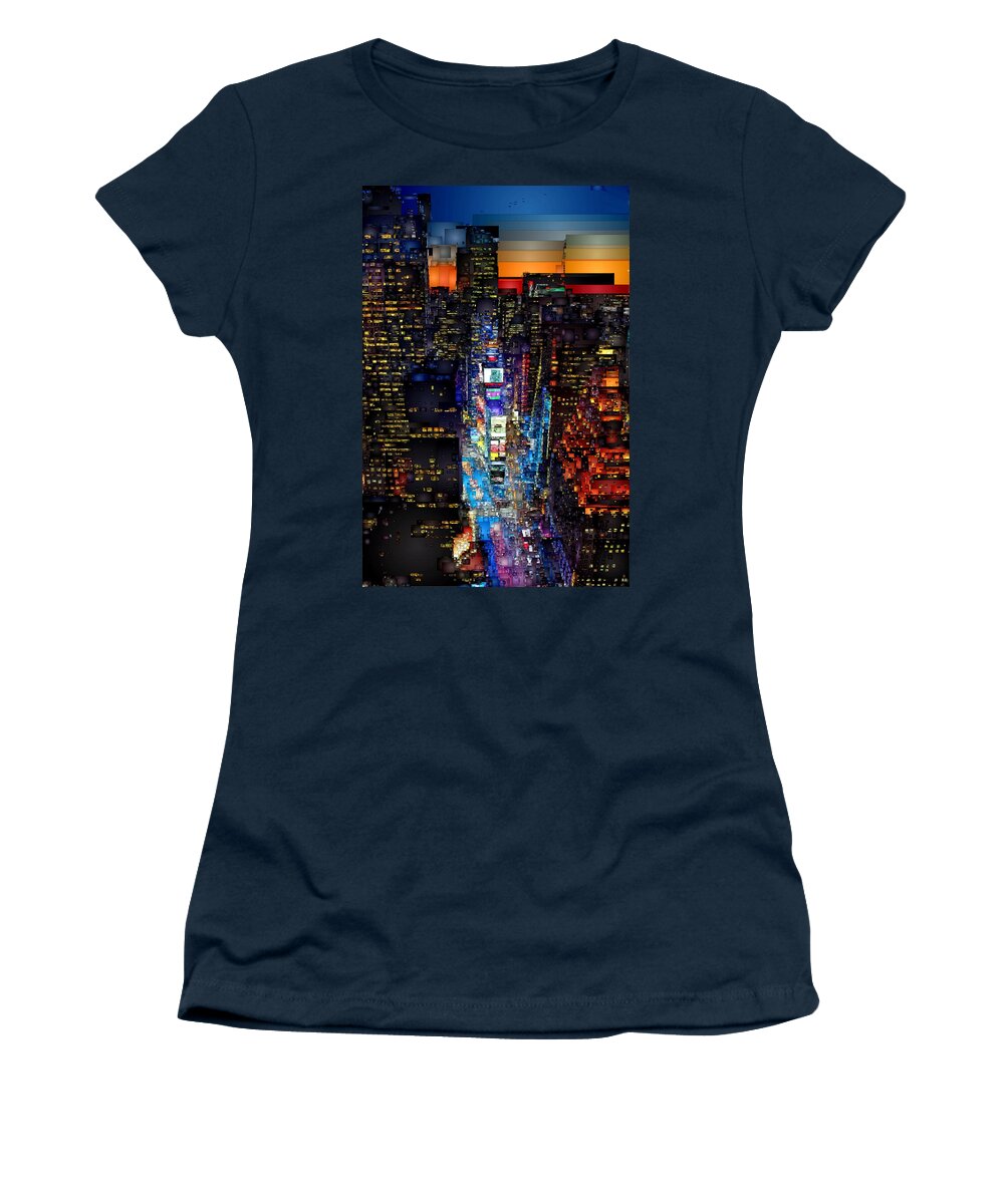 Rafael Salazar Women's T-Shirt featuring the digital art New York City - Times Square by Rafael Salazar