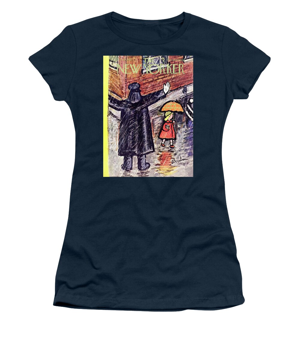 Crossing Guard Women's T-Shirt featuring the painting New Yorker October 10 1953 by Abe Birnbaum