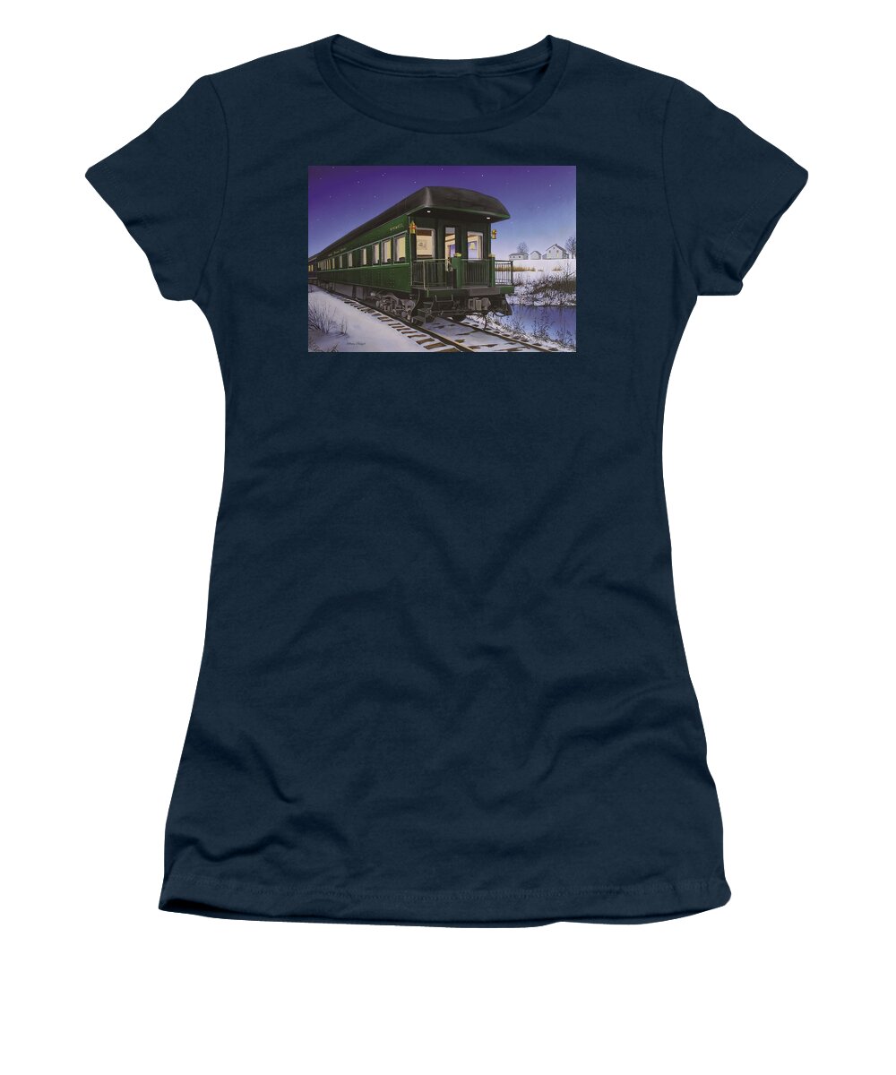 Train Women's T-Shirt featuring the painting Nickel Plate 1 by Anthony J Padgett