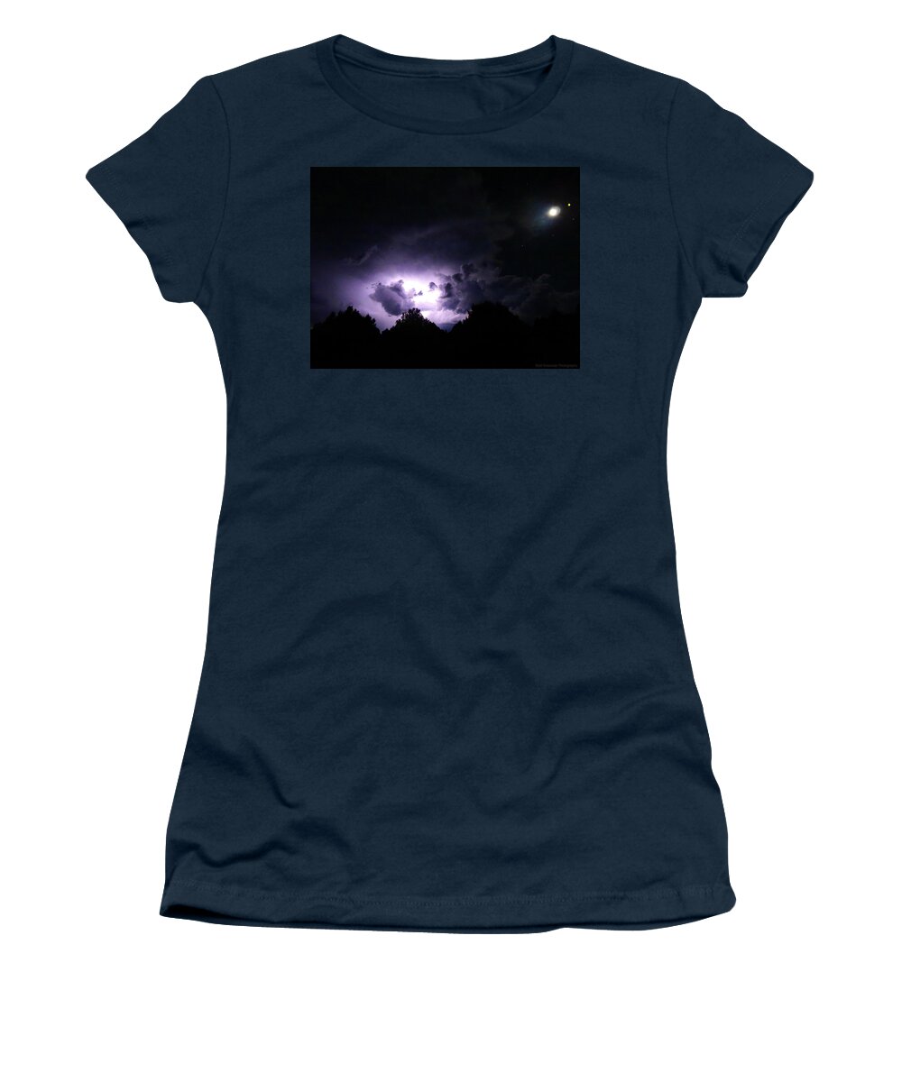 Photography Women's T-Shirt featuring the photograph Nighscape and Lightning Photography by Todd Krasovetz